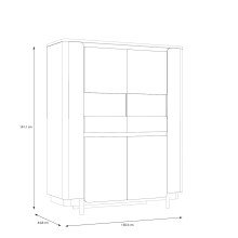 Highboard >VODOL< in sand,schwarz mit 2 Sofclose-Türen - 130,3x161,1x44,8cm (BxHxT)