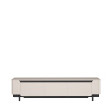 TV-Lowboard >VODOL< in sand,schwarz mit 3 Softclose-Türen- 204,9x49,1x44,8cm (BxHxT)
