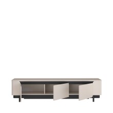 TV-Lowboard >VODOL< in sand,schwarz mit 3 Softclose-Türen- 204,9x49,1x44,8cm (BxHxT)