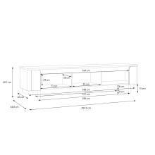 TV-Lowboard >VODOL< in sand,schwarz mit 3 Softclose-Türen- 204,9x49,1x44,8cm (BxHxT)