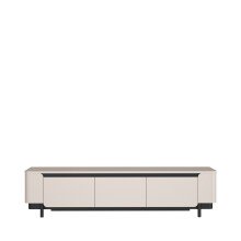 TV-Lowboard >VODOL< in sand,schwarz mit 3 Softclose-Türen- 204,9x49,1x44,8cm (BxHxT)