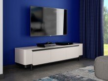 TV-Lowboard >VODOL< in sand,schwarz mit 3 Softclose-Türen- 204,9x49,1x44,8cm (BxHxT)