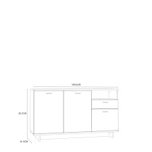 Sideboard >CHESAPEAKE< in Schnee Eiche/ Riviera Eiche Dekor, 3 Türen und 1 Schublade - 149,6x85,7x41,3cm (BxHxT)