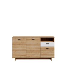 Sideboard >CHESAPEAKE< in Schnee Eiche/ Riviera Eiche Dekor, 3 Türen und 1 Schublade - 149,6x85,7x41,3cm (BxHxT)