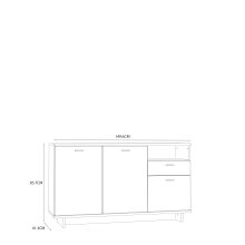 Sideboard >CHESAPEAKE< in Schnee Eiche/ Riviera Eiche Dekor, 3 Türen und 1 Schublade - 149,6x85,7x41,3cm (BxHxT)