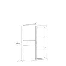 Stauraumvitrine >CHESAPEAKE< inkl. Beleuchtung in Riviera/Schnee Eiche Dekor - 99,9x140,7x34,8cm (BxHxT)
