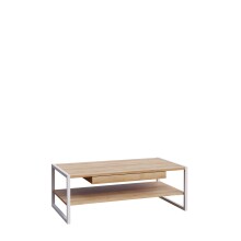 Couchtisch >CHESAPEAKE< in Riviera Eiche Dekor / weiß mit Schublade - 111x40x60cm (B/H/T)