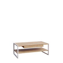 Couchtisch >CHESAPEAKE< in Riviera Eiche Dekor / weiß mit Schublade - 111x40x60cm (B/H/T)