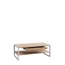 Couchtisch >CHESAPEAKE< in Riviera Eiche Dekor / weiß mit Schublade - 111x40x60cm (B/H/T)