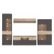 Wohnwand >COMO< in Uni Wolfram Grau / Planked Eiche Dekor inkl. Beleuchtung - 319,3x203,3x52cm (BxHxT)