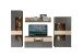 Wohnwand >COMO< in Uni Wolfram Grau / Planked Eiche Dekor inkl. Beleuchtung - 319,3x203,3x52cm (BxHxT)