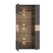 Vitrine >COMO< in Uni Wolfram Grau/ Planked Eiche Dekor inkl. Beleuchtung - 90,1x168,1x41,3cm (BxHxT)