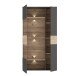 Vitrine >COMO< in Uni Wolfram Grau/ Planked Eiche Dekor inkl. Beleuchtung - 90,1x168,1x41,3cm (BxHxT)