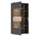 Vitrine >COMO< in Uni Wolfram Grau/ Planked Eiche Dekor inkl. Beleuchtung - 90,1x168,1x41,3cm (BxHxT)
