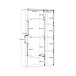 Vitrine >COMO< in Uni Wolfram Grau/ Planked Eiche Dekor inkl. Beleuchtung - 90,1x168,1x41,3cm (BxHxT)