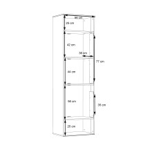 Vitrine >COMO< in Uni Wolfram Grau / Planked Eiche Dekor inkl. Beleuchtung - 60,4x203,3x41,3cm (BxHxT)