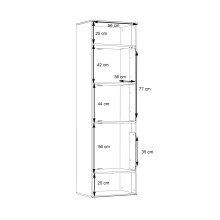 Vitrine >COMO< in Uni Wolfram Grau / Planked Eiche Dekor inkl. Beleuchtung - 60,4x203,3x41,3cm (BxHxT)