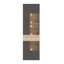 Vitrine >COMO< in Uni Wolfram Grau / Planked Eiche...