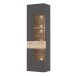 Vitrine >COMO< in Uni Wolfram Grau / Planked Eiche Dekor inkl. Beleuchtung - 60,4x203,3x41,3cm (BxHxT)