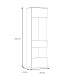 Vitrine >COMO< in Uni Wolfram Grau / Planked Eiche Dekor inkl. Beleuchtung - 60,4x203,3x41,3cm (BxHxT)