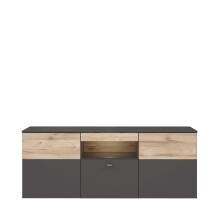 Lowboard >COMO< in Grau / Planked Eiche Dekor mit 2...