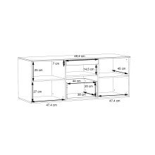 Lowboard >COMO< in Grau / Planked Eiche Dekor mit 2 Türen - 149,8x59,3x52 (BxHxT)