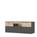 Lowboard >COMO< in Grau / Planked Eiche Dekor mit 2 Türen - 149,8x59,3x52 (BxHxT)