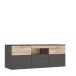 Lowboard >COMO< in Grau / Planked Eiche Dekor mit 2 Türen - 149,8x59,3x52 (BxHxT)