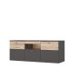 Lowboard >COMO< in Grau / Planked Eiche Dekor mit 2 Türen - 149,8x59,3x52 (BxHxT)