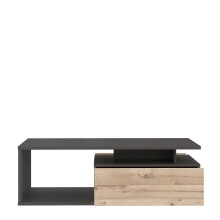 Couchtisch >COMO< in Uni Wolfram Grau/ Planked Eiche - 120x40,2x59cm (BxHxT)