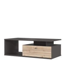 Couchtisch >COMO< in Uni Wolfram Grau/ Planked Eiche - 120x40,2x59cm (BxHxT)