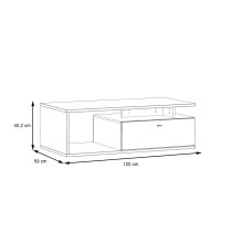 Couchtisch >COMO< in Uni Wolfram Grau/ Planked Eiche - 120x40,2x59cm (BxHxT)