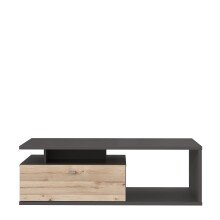 Couchtisch >COMO< in Uni Wolfram Grau/ Planked Eiche - 120x40,2x59cm (BxHxT)
