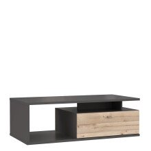 Couchtisch >COMO< in Uni Wolfram Grau/ Planked Eiche - 120x40,2x59cm (BxHxT)