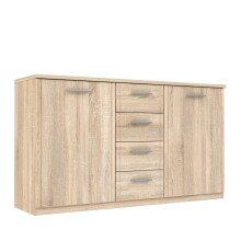Sideboard >GLORIA< in Sonoma Eiche Dekor, 2 Türen, 4 Schubladen - 147x84,3x41cm (BxHxT)