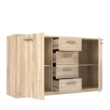 Sideboard >GLORIA< in Sonoma Eiche Dekor, 2 Türen, 4 Schubladen - 147x84,3x41cm (BxHxT)