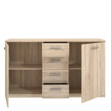 Sideboard >GLORIA< in Sonoma Eiche Dekor, 2 Türen, 4 Schubladen - 147x84,3x41cm (BxHxT)