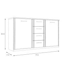 Sideboard >GLORIA< in Sonoma Eiche Dekor, 2 Türen, 4 Schubladen - 147x84,3x41cm (BxHxT)