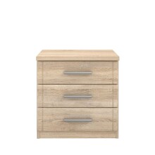 Nachtkommode >GLORIA< in Sonoma Eiche Dekor, 3 Schubladen - 45,2x45,9x35,1cm (BxHxT)