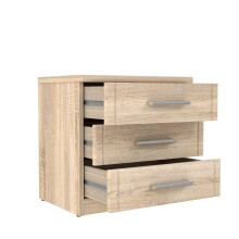 Nachtkommode >GLORIA< in Sonoma Eiche Dekor, 3 Schubladen - 45,2x45,9x35,1cm (BxHxT)