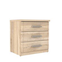 Nachtkommode >GLORIA< in Sonoma Eiche Dekor, 3 Schubladen - 45,2x45,9x35,1cm (BxHxT)