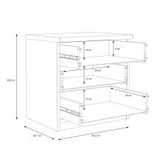 Nachtkommode >GLORIA< in Sonoma Eiche Dekor, 3 Schubladen - 45,2x45,9x35,1cm (BxHxT)