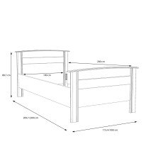 Bettgestell >GLORIA< Seniorenbett in Sonoma Eiche Dekor (Innenmaß 100x200cm) - 115,4x88,7x209,7cm (BxHxT)