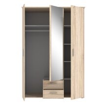Drehtürenschrank >GLORIA< in Sonoma Eiche Dekor / Spiegel, 3 Türen - 139,2x200,8x59,6cm (BxHxT)