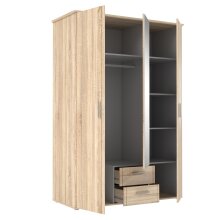 Drehtürenschrank >GLORIA< in Sonoma Eiche Dekor / Spiegel, 3 Türen - 139,2x200,8x59,6cm (BxHxT)