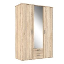 Drehtürenschrank >GLORIA< in Sonoma Eiche Dekor / Spiegel, 3 Türen - 139,2x200,8x59,6cm (BxHxT)