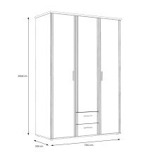 Drehtürenschrank >GLORIA< in Sonoma Eiche Dekor / Spiegel, 3 Türen - 139,2x200,8x59,6cm (BxHxT)