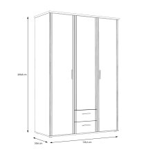 Drehtürenschrank >GLORIA< in Sonoma Eiche Dekor / Spiegel, 3 Türen - 139,2x200,8x59,6cm (BxHxT)