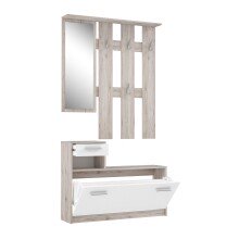 Garderoben-Set >Foxi< (2-teilig) in Weiss/Sandeiche Dekor - 97,5x180x25cm (BxHxT)