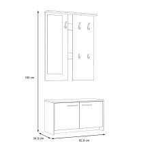 Garderoben-Set >Foxi< (2-teilig) in Weiss/Sandeiche Dekor - 97,5x180x25cm (BxHxT)